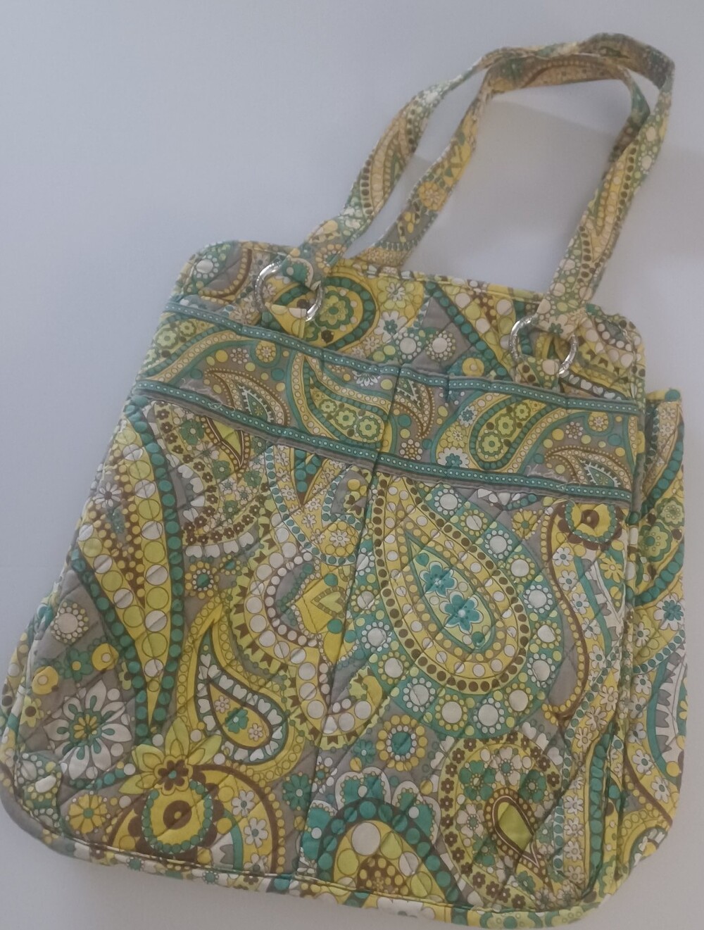 Vera Bradley Lemon Parfait Front Pockets Purse Tote